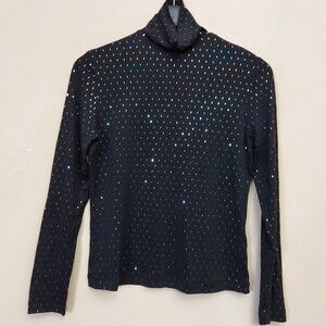 St. John Sport By Marie Gray Black Glitter Mockneck size small